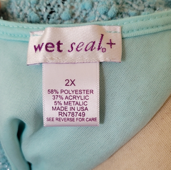 Wet Seal Blue Sparkly Short Sleeve Plus Size Dress - Picture 9 of 10